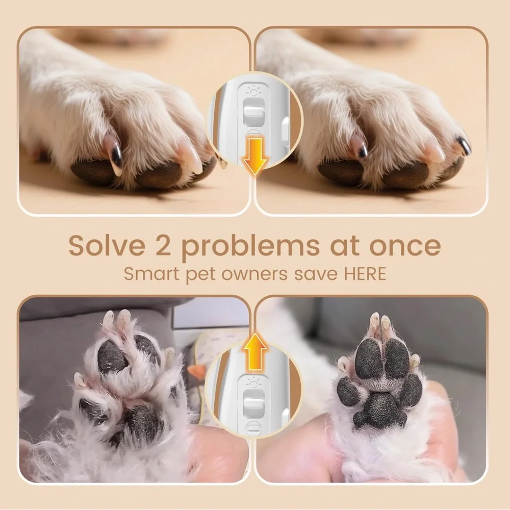 2 in 1 Dog/Cat Nail Trimmers and Clippers with LED Light,Waterproof Splash Guard